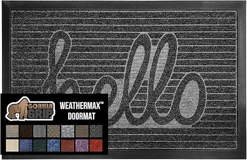 Gorilla Grip WeatherMax - Tapete para todas las estaciones 100% impermeable, 23x35 pulgadas, goma natural duradera, resistente a manchas y