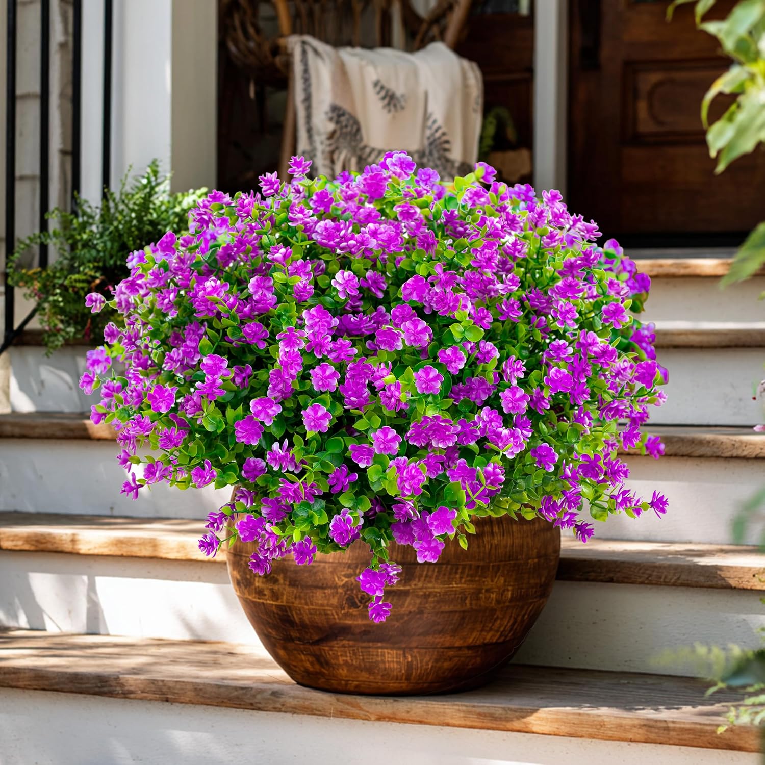 AXYLEX Artificial Flowers Outdoor Fake Plants - 12 Bundles UV Resistant No Fade Faux Plastic Greenery Home Garden Porch Patio Decoration (Mgenta)