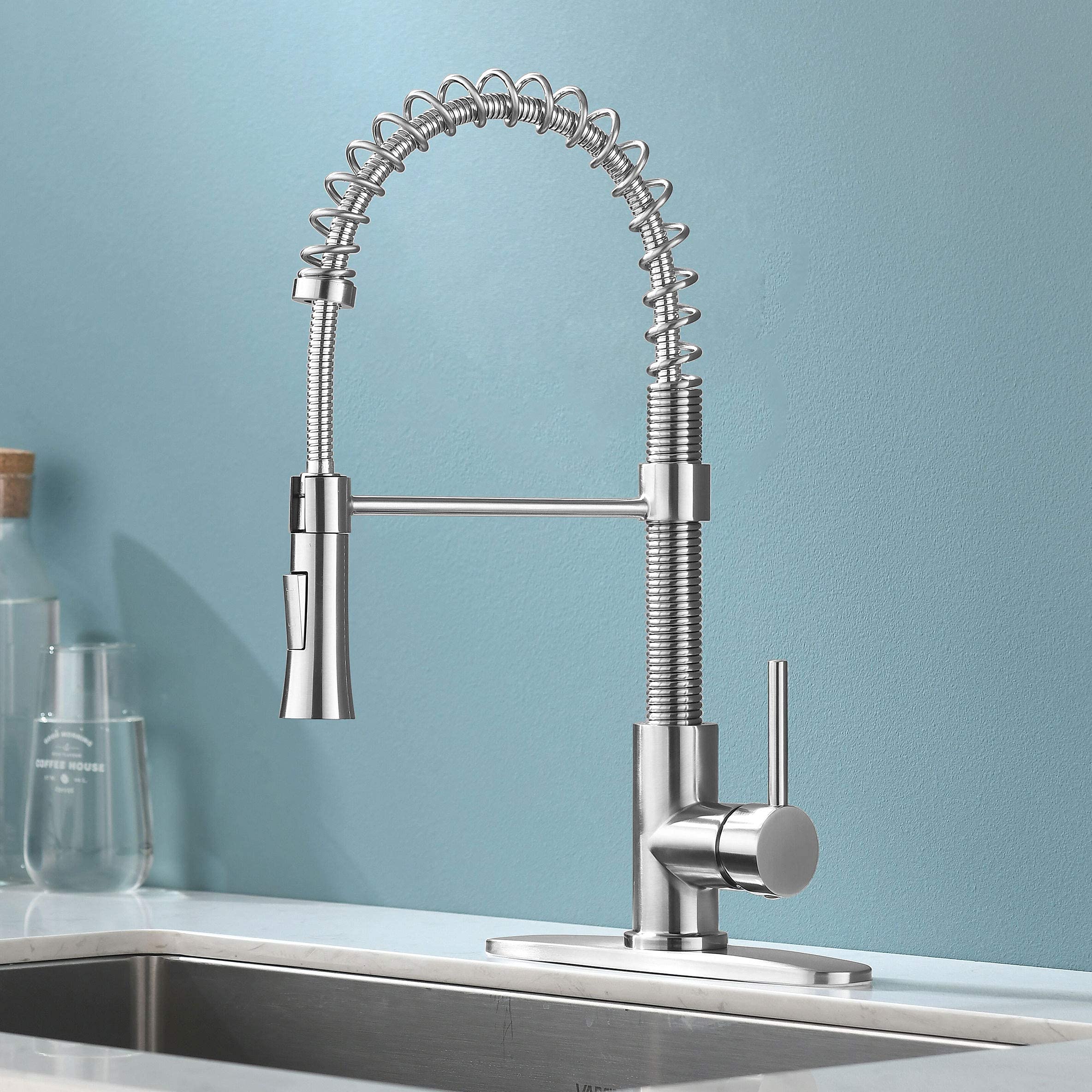 KINGO HOME Kitchen Faucet with Pull Down Sprayer, Commercial Stainless