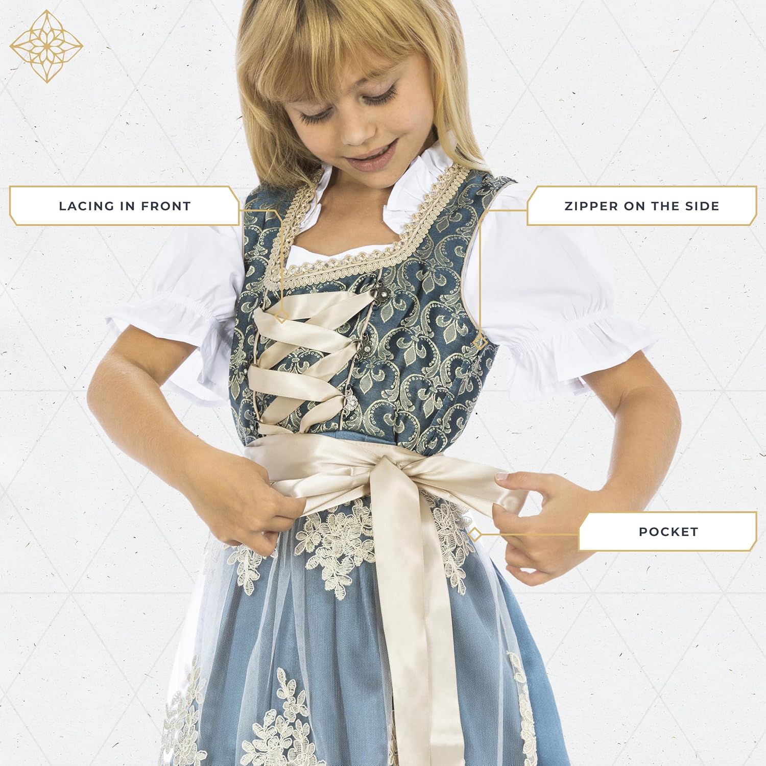 BAVARIA TRACHTEN Girls Dirndl Dress - Kids Drindl Costume - German Outfit - Image 4