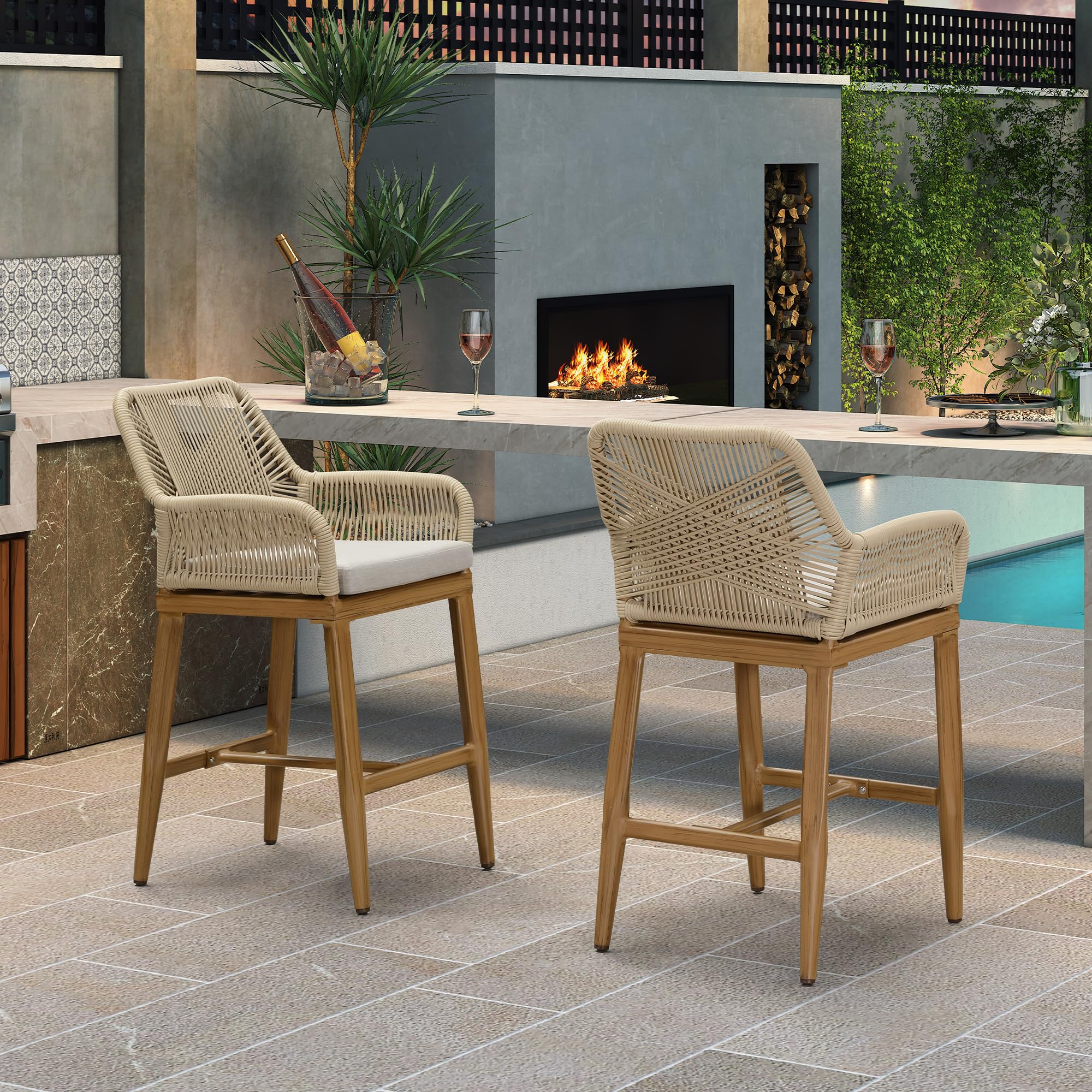 Best Outdoor Bar Stools 2026: 5 All-Weather Picks 3 PURPLELEAF PURPLE LEAF Outdoor 24' Counter Height Bar Stools Chair Set of 2, All — product photo