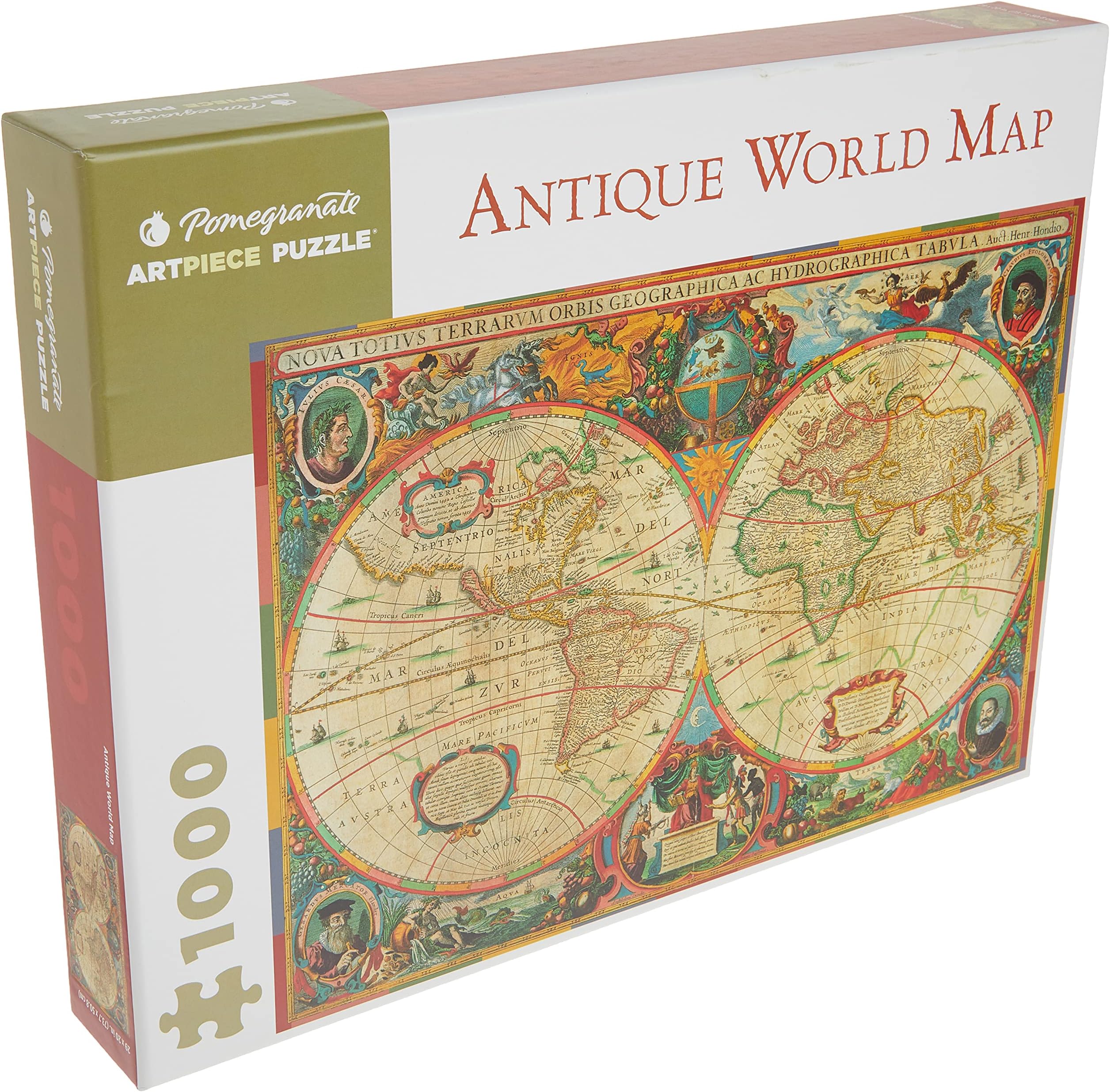 Pomegranate 1000-Piece Jigsaw Puzzle for Adults, Antique World Map, Matte Finish, Snug Fit