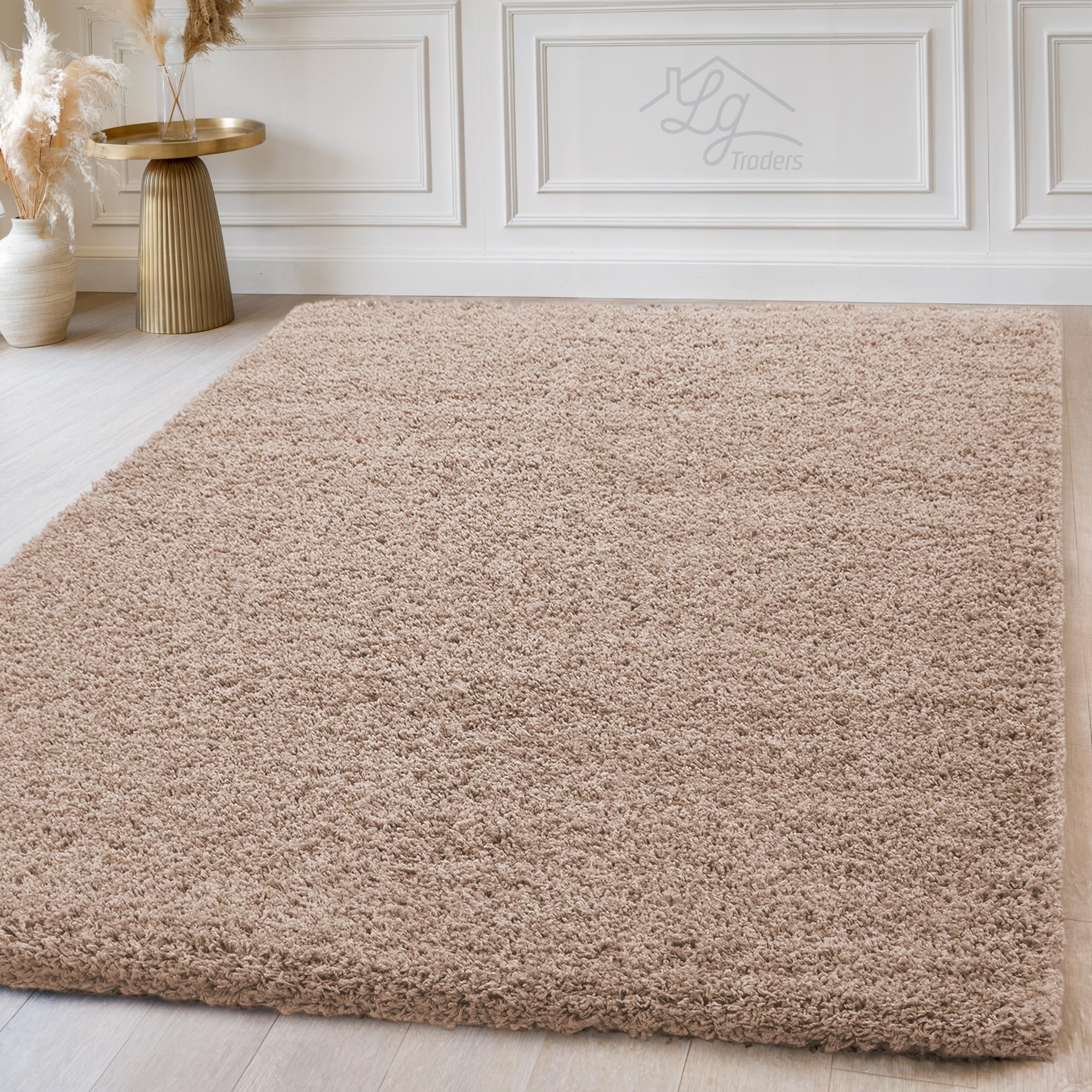LG TRADERS LIMITED | Non Slip Shaggy Rug - Large Area Rugs For Living Room - Soft Bedroom Floor Carpet, Washable Hallway Runner (Beige, 80 x 150 cm)