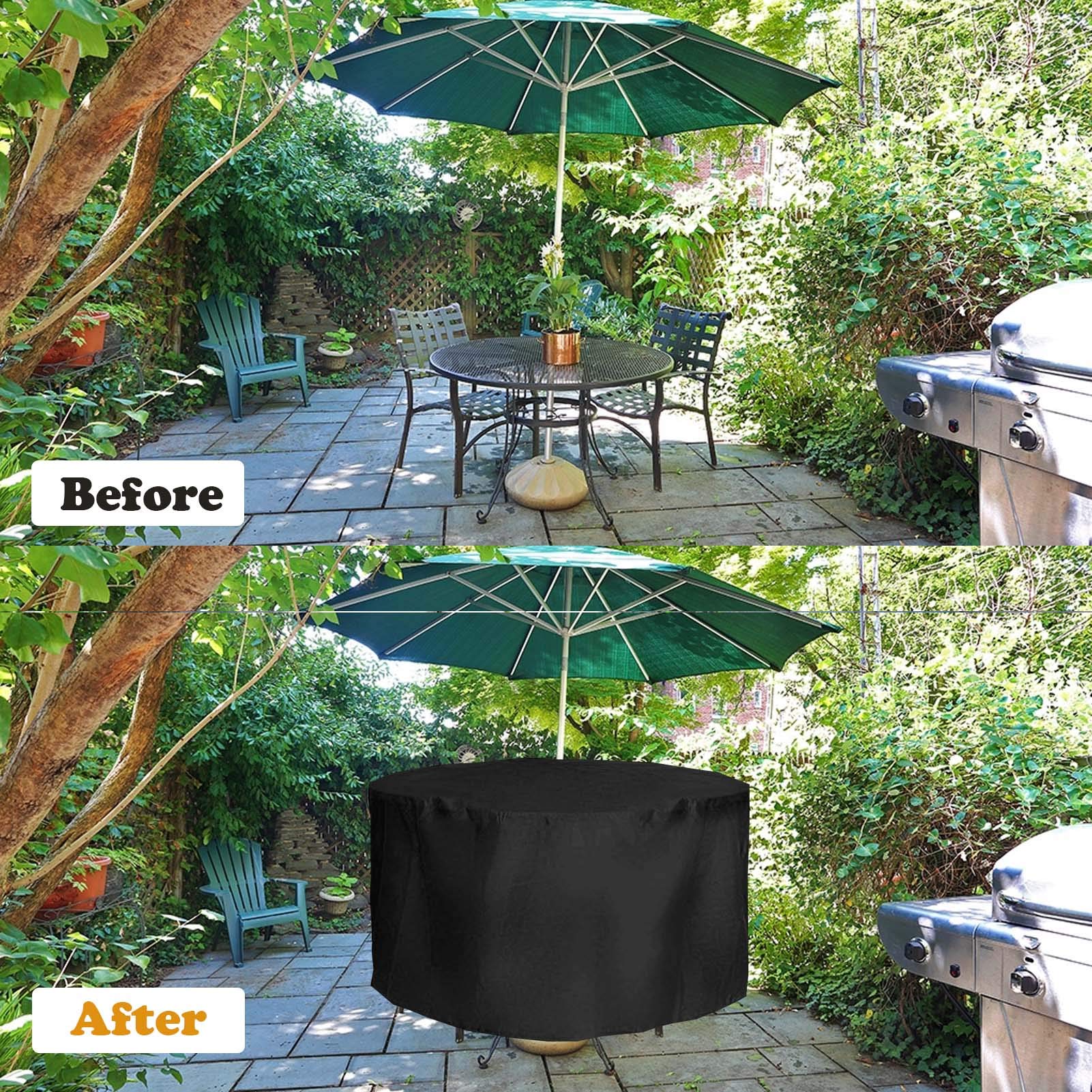 Generisch Möbelabdeckung Abdeckung für Gartenmöbel rund 215x100cm, Abdeckplane Gartenmöbel wasserdicht, Winddicht, UV-beständig Abdeckungen für Gartenmöbel Abdeckhaube Gartentisch 420D Oxford Gewebe