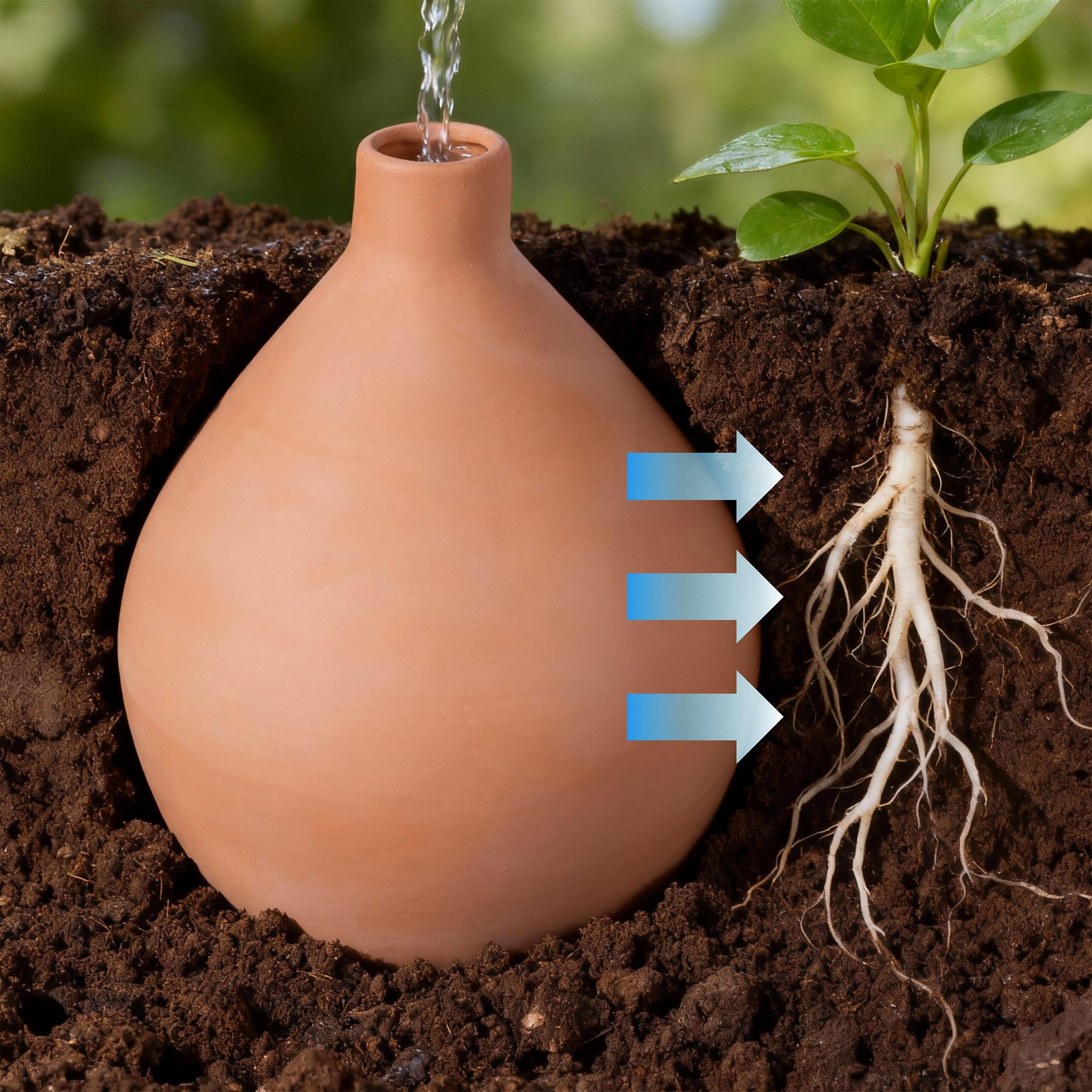 Relaxdays Olla in Terracotta, irrigazione radicale e aiuola rialzata, 3 l, Misura 18.5x18.5x23 cm