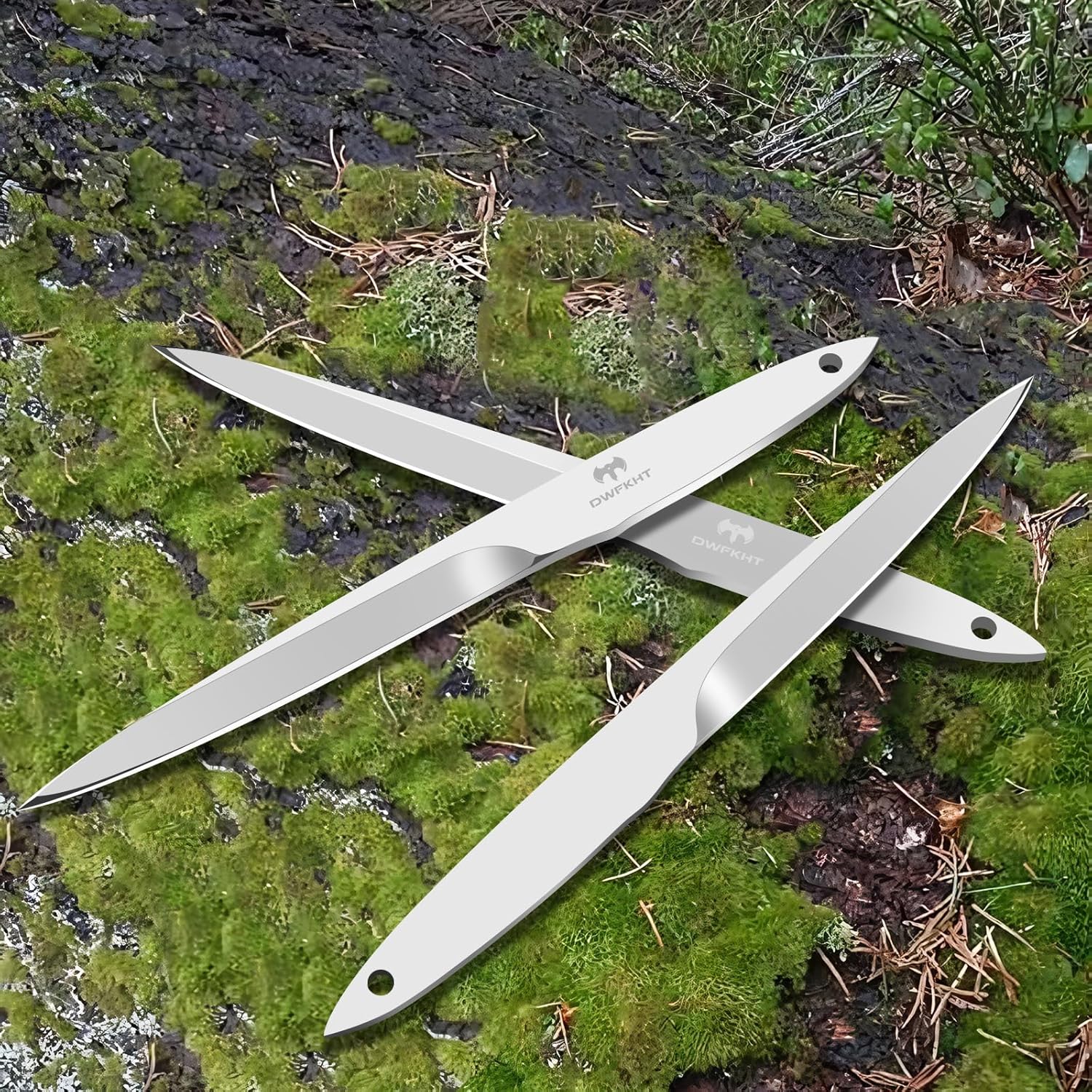 Throwing Spikes 6-Pack Set, 10.11" Length, 0.236" Thickness, Full Tang Stainless Steel Design, Complete with Nylon Sheaths for Recreation and Competition