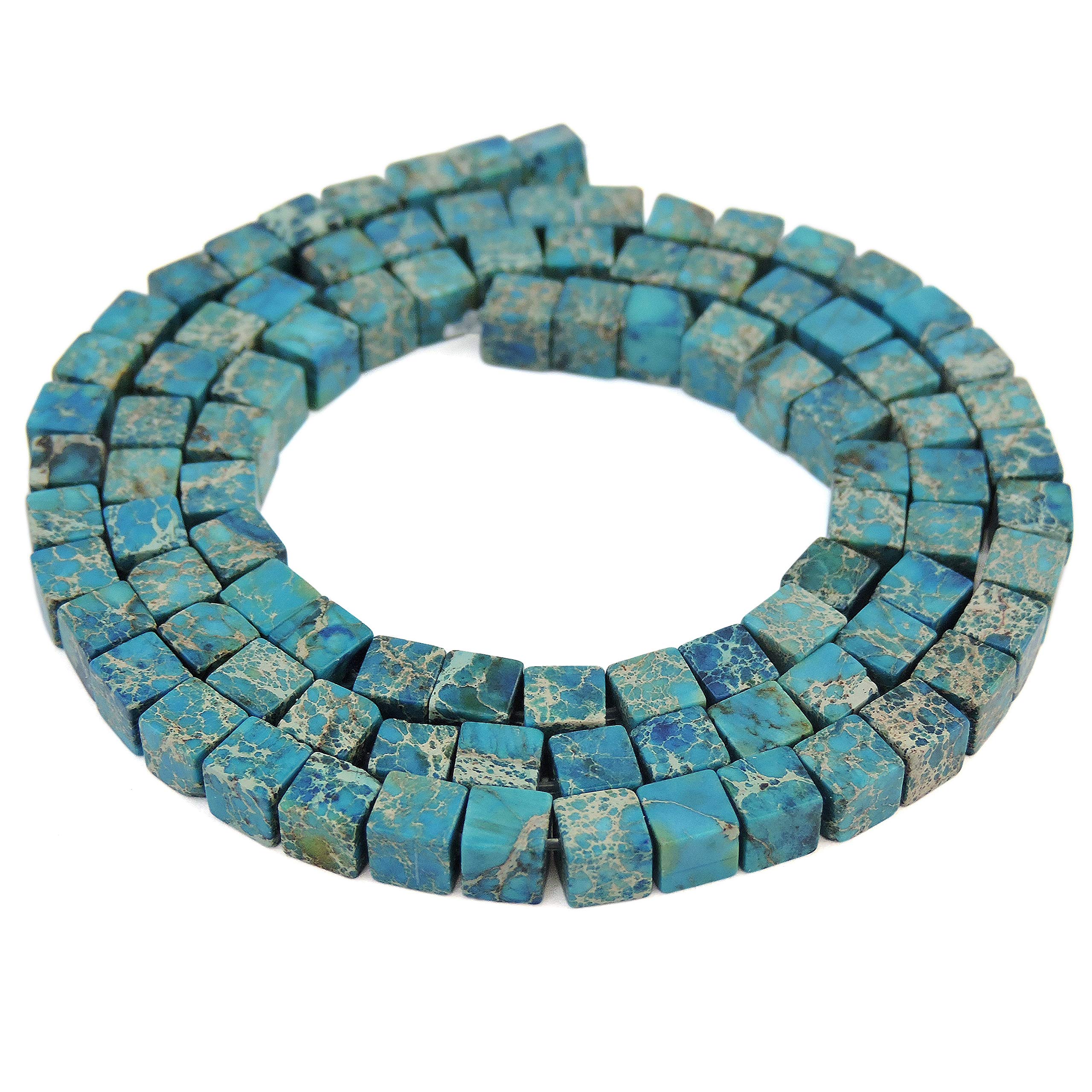 COIRIS 1 Strand 4.5MM Natural Square Shape Stone Loose Beads Imperial Jasper for Jewelry Making DIY Design(ZS1073 Blue-M)