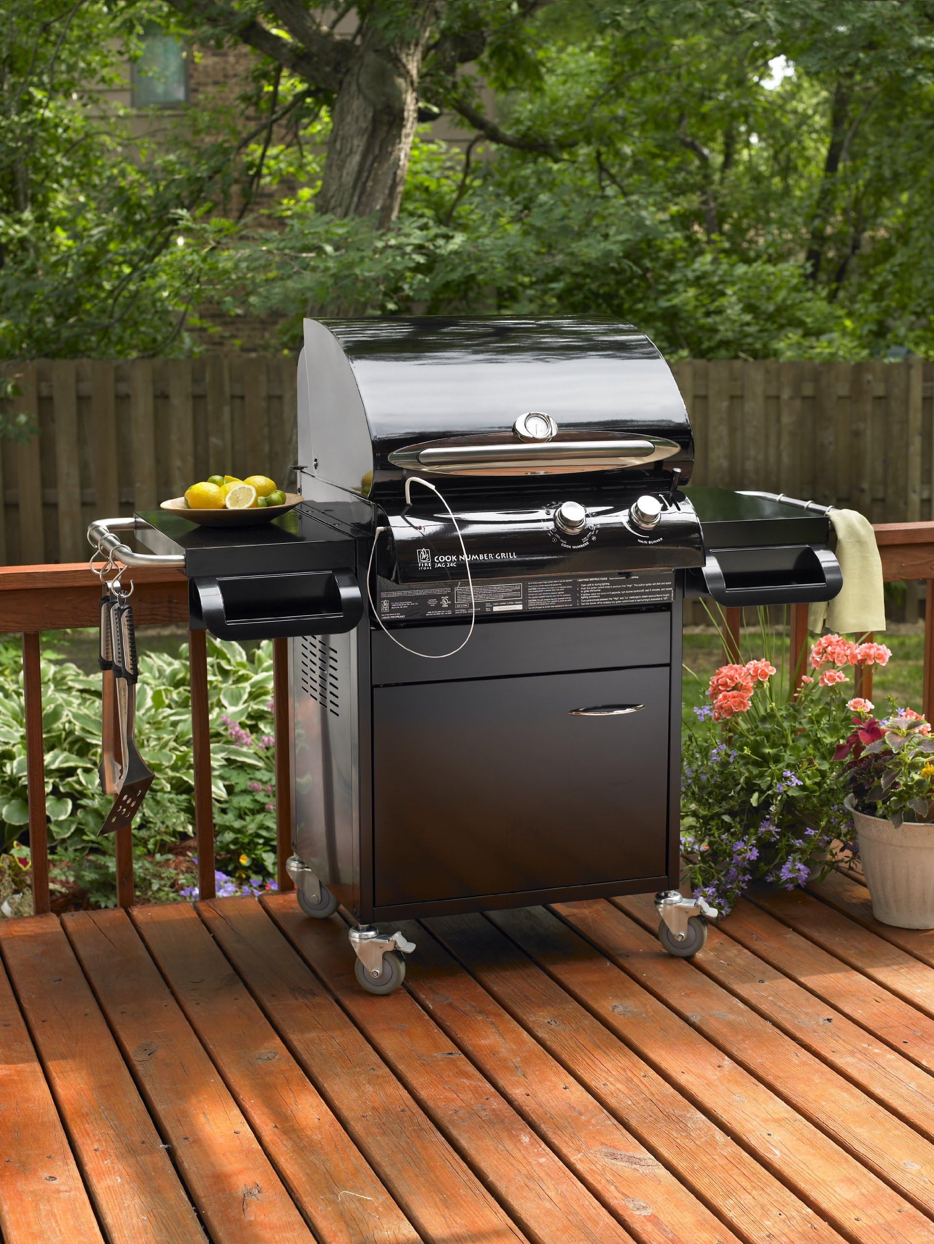 Outdoor GreatRoom Company JAG24C Cook Number 24-Inch Gas Grill and Cart in Porcelain Black (LP)