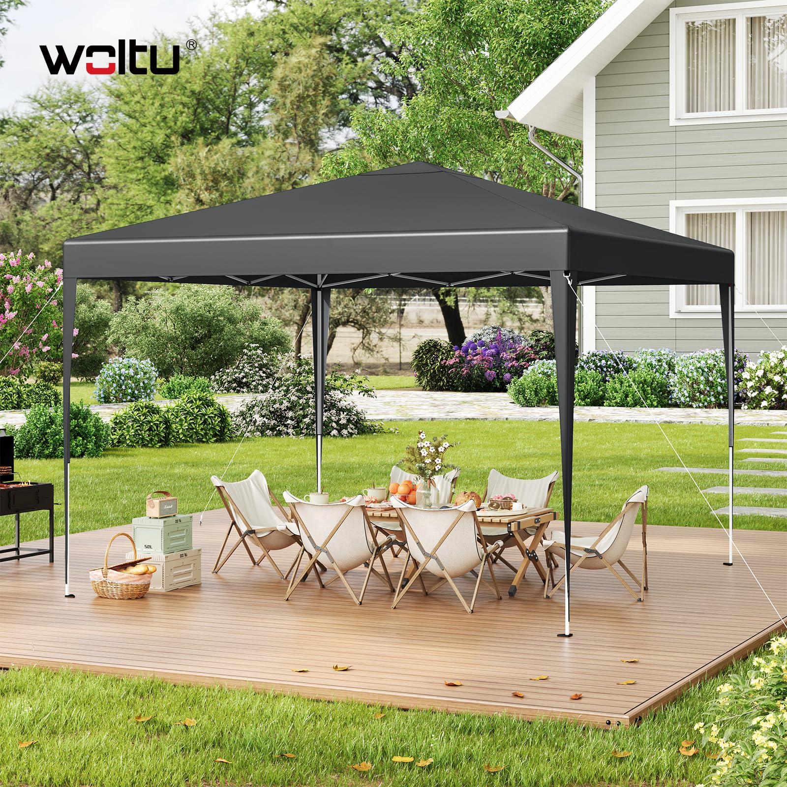 WOLTU Pavillon de Jardin Pliante 3x3m Pop up Gris