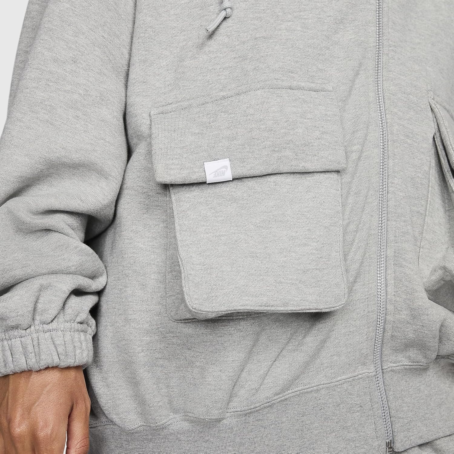 Nike Sportswear Women's Oversized Full-Zip French Terry Hoodie (FV7515-063, Dark Grey Heather/Smoke Grey) Size Medium - Image 5