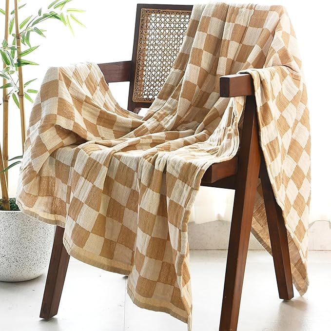 Folkulture Throw Blanket for Couch 50" x 60" |100% Recycled Cotton Couch Throw Blanket for Chair, Boho Throws Blankets for Bed,Sofa, Lightweight |Guest Room Must Haves Blanket | Winter Blue