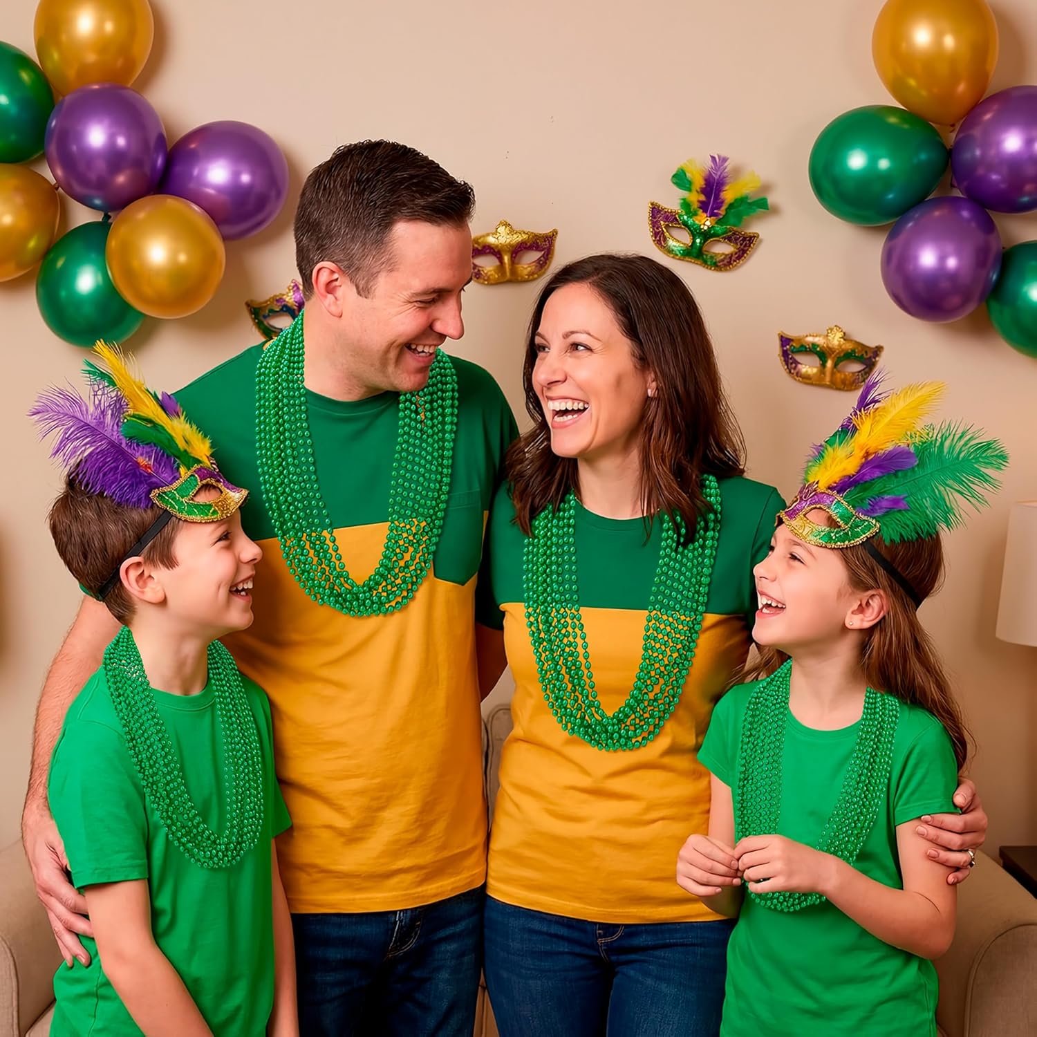 JOYIN 12 Pcs Mardi Gras Gold Green Purple Bead Necklaces, Multi Metallic Colors Necklace Set for Mardi Gras Party Favors Supplies, St. Patricks Day Costume Accessories Decorations - Image 8