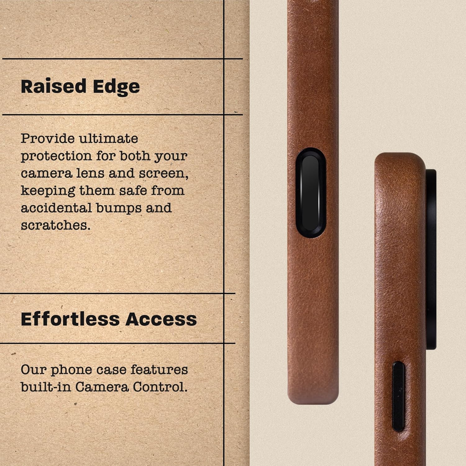 Handcrafted Premium Italian Leather Case for iPhone 16 Pro - [Built-in Camera Control] - Compatible with Magsafe - Two-Tone Effect with Unique Patina Over Time - Cocoa Brown - Image 8