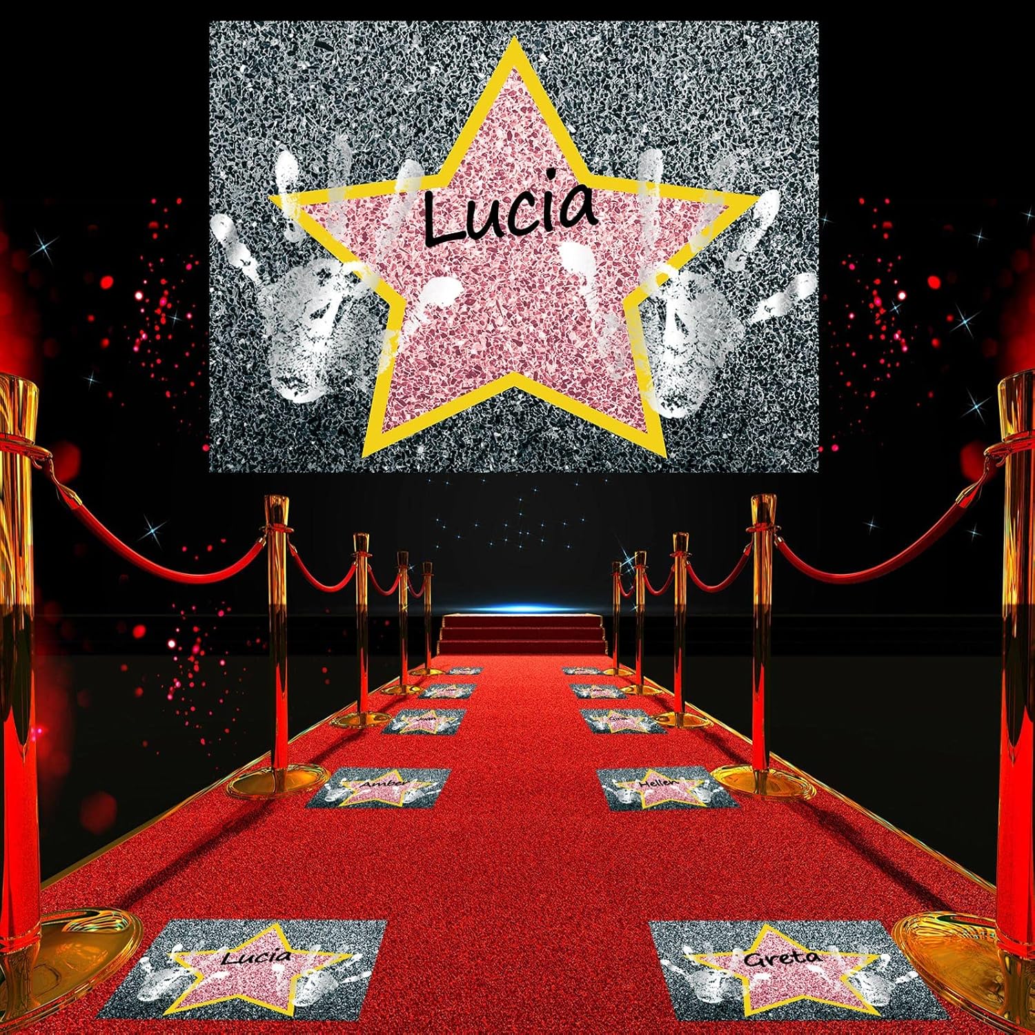 Eaasty 51 Pcs Personalize Your Own Stars of Fame Favorite Star Movie Stars Cards with Thumbprint Ink Pad Black Marker for Fun Home Activities Party Movie Star Themed Party Decorations DIY