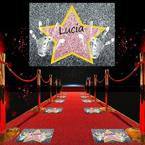 Miniatura 6 de Eaasty 51 tarjetas de estrellas favoritas de estrellas de la fama con almohadilla de tinta de huellas dactilares, marcador negro para actividades