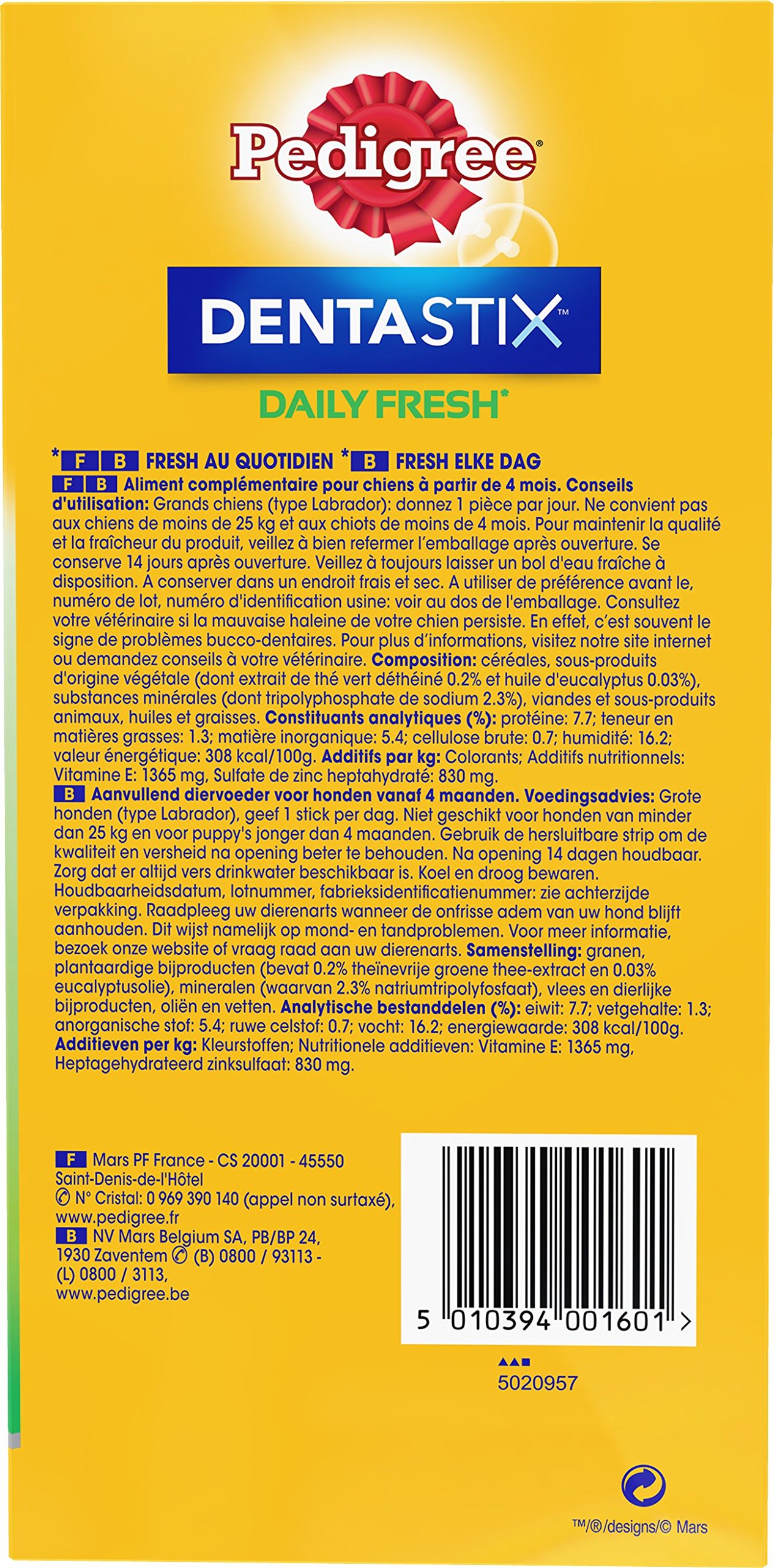 Pedigree Dentastix Fresh - Friandises pour Grand Chien, 112 bâtonnets à mâcher pour l'hygiène bucco-dentaire (4 x 28 bâtonnets)