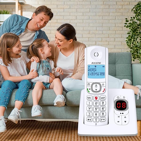 ALCATEL Voice Trío - Teléfono inalámbrico DECTcon contestador automático - Gran pantalla retroiluminada - Altavoz - Bloqueo de llamadas - 2 teclas de memoria directa - 3 teléfonos - Blanco/Gris - 4