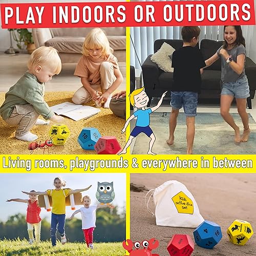 Miniatura 7 de Exercise Dice for Kids - PE Equipment for Elementary School, Indoor Recess Games & Outdoor Kid Exercise Equipment - Fitness Dice Games, Gross Motor
