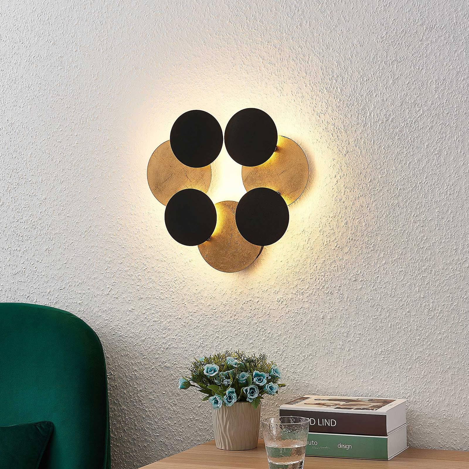 Lindby LED Wandleuchte, Wandlampe Innen Grazyna (Modern) in Schwarz aus Metall (7 flammig) - Wandstrahler Wandbeleuchtung Schlafzimmer/Wohnzimmer Wohnzimmerleuchte