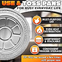 Vista 4 de Moldes redondos de aluminio para tartas, paquete de 50 moldes de aluminio reutilizables de 6 pulgadas Apilables, resistentes a la grasa