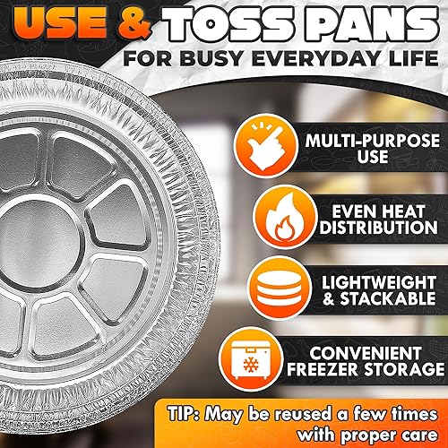 Miniatura 4 de Moldes redondos de aluminio para tartas Paquete de 50 moldes de aluminio reutilizables de Navidad de 6 pulgadas Apilables, resistentes a la grasa