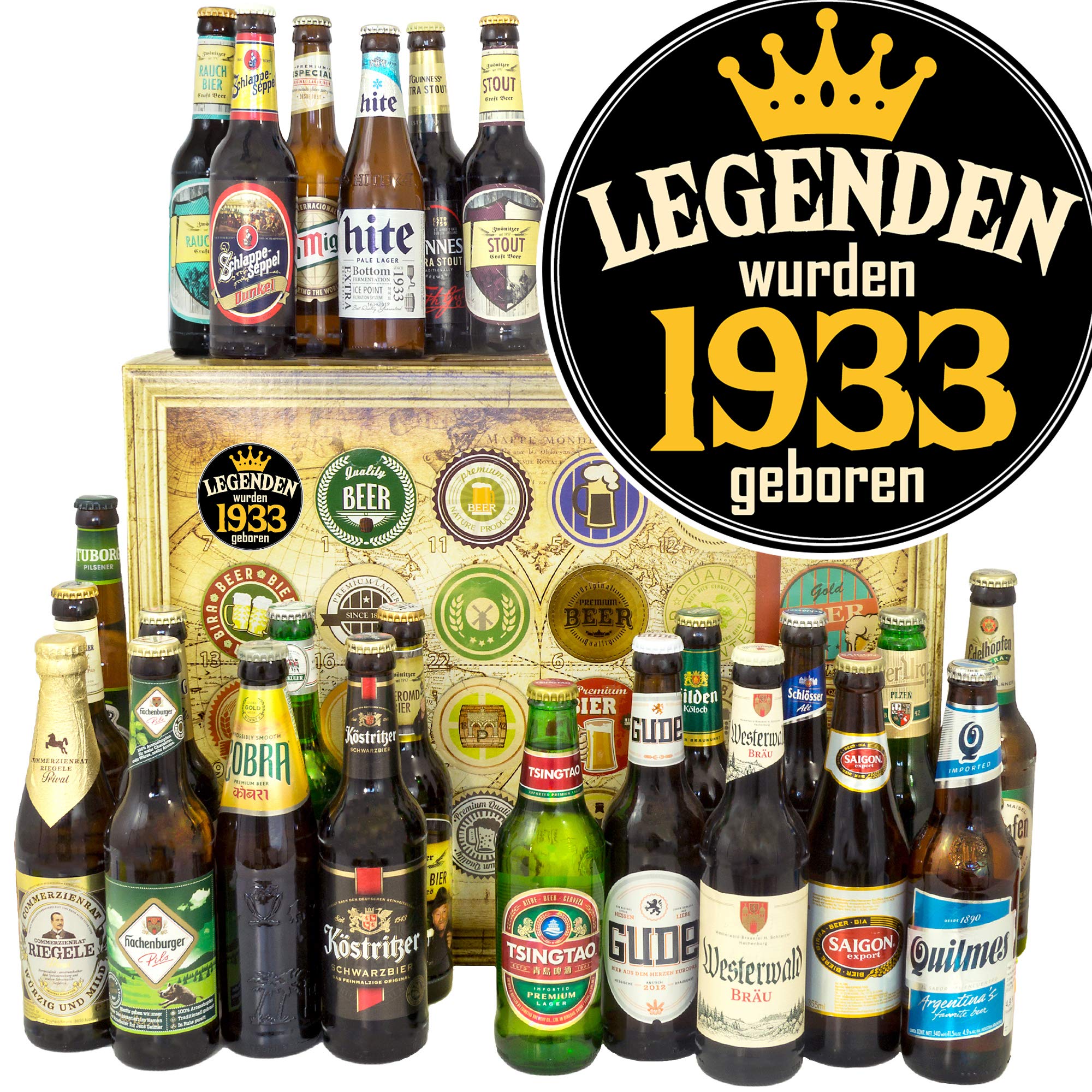 Legenden 1933 - Geburtstagsgeschenk für Freund - 24 Biere aus aller Welt und D/Advent Kalender 2024 2025 Bier