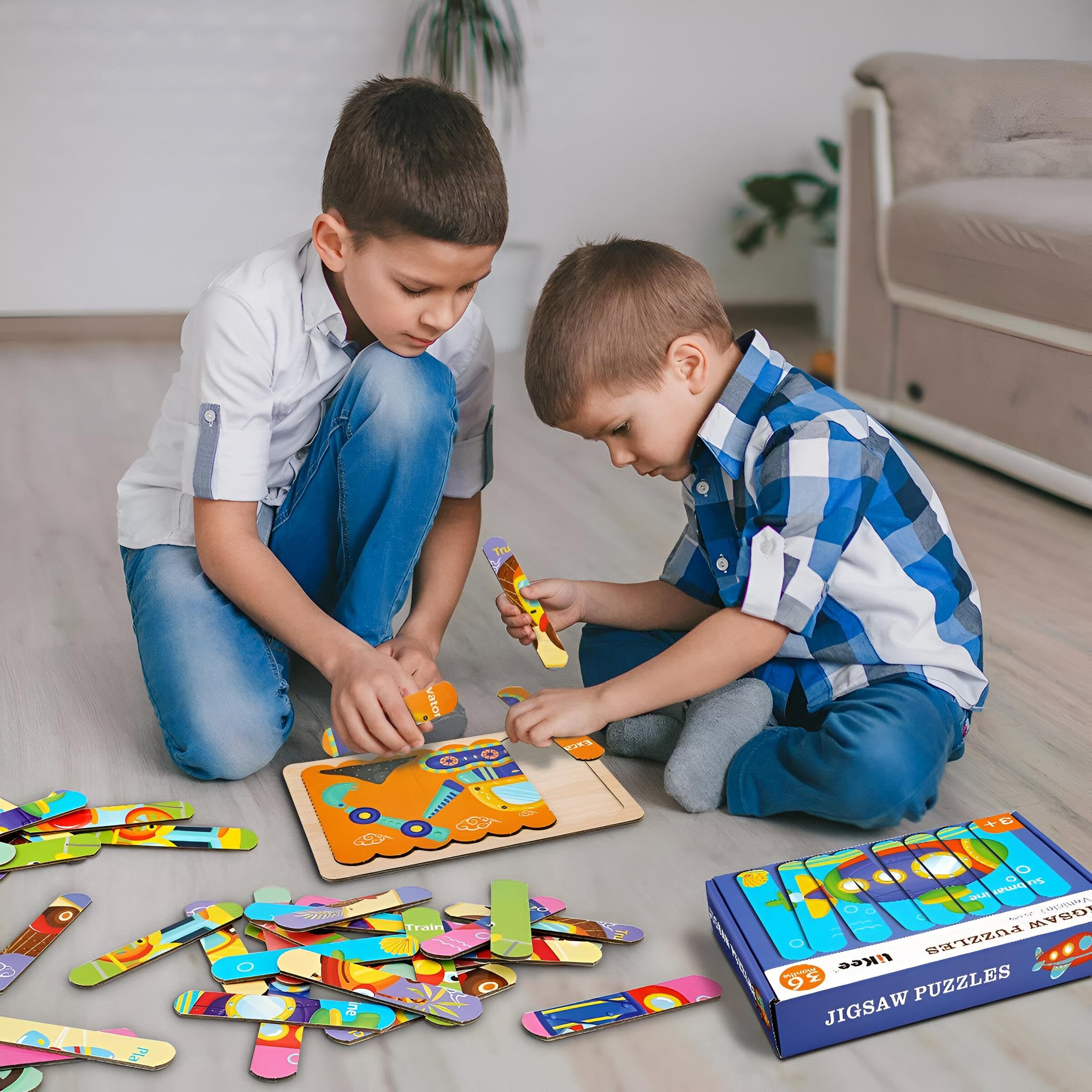 تعليم إبداعي - مجموعة أحجية خشبية مكونة من 4 قطع في صندوق معدني، رائعة  للأطفال والكبار لتحسين القدرات المعرفية وإثارة الخيال من خلال اللعب :  Amazon.eg