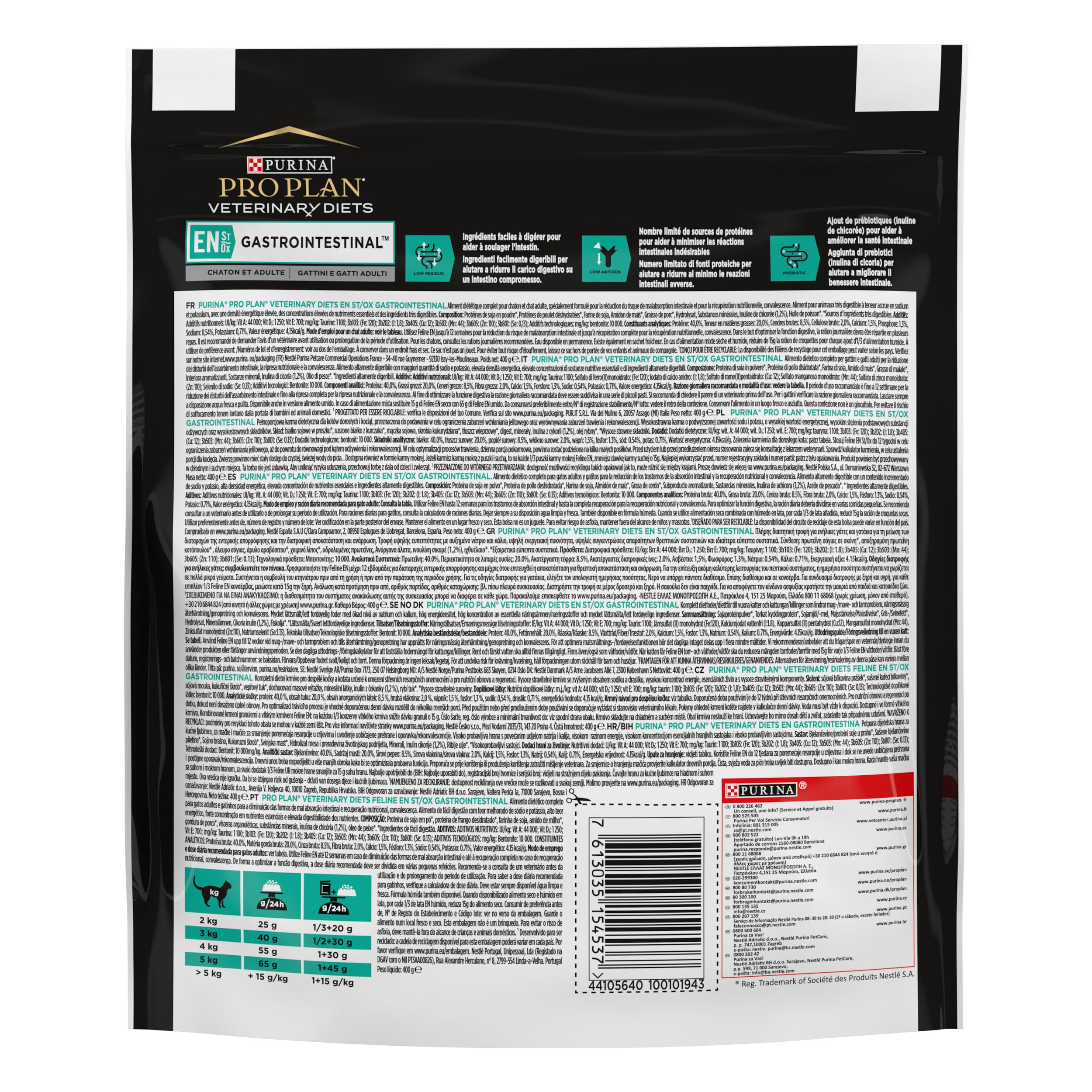 PRO PLAN VETERINARY DIETS EN Gastrointestinal | Potrójne opakowanie | 3 x 400 g | Kompletna karma dietetyczna dla kotów i kociąt | Może pomóc w przypadku zaburzeń wchłaniania jelit