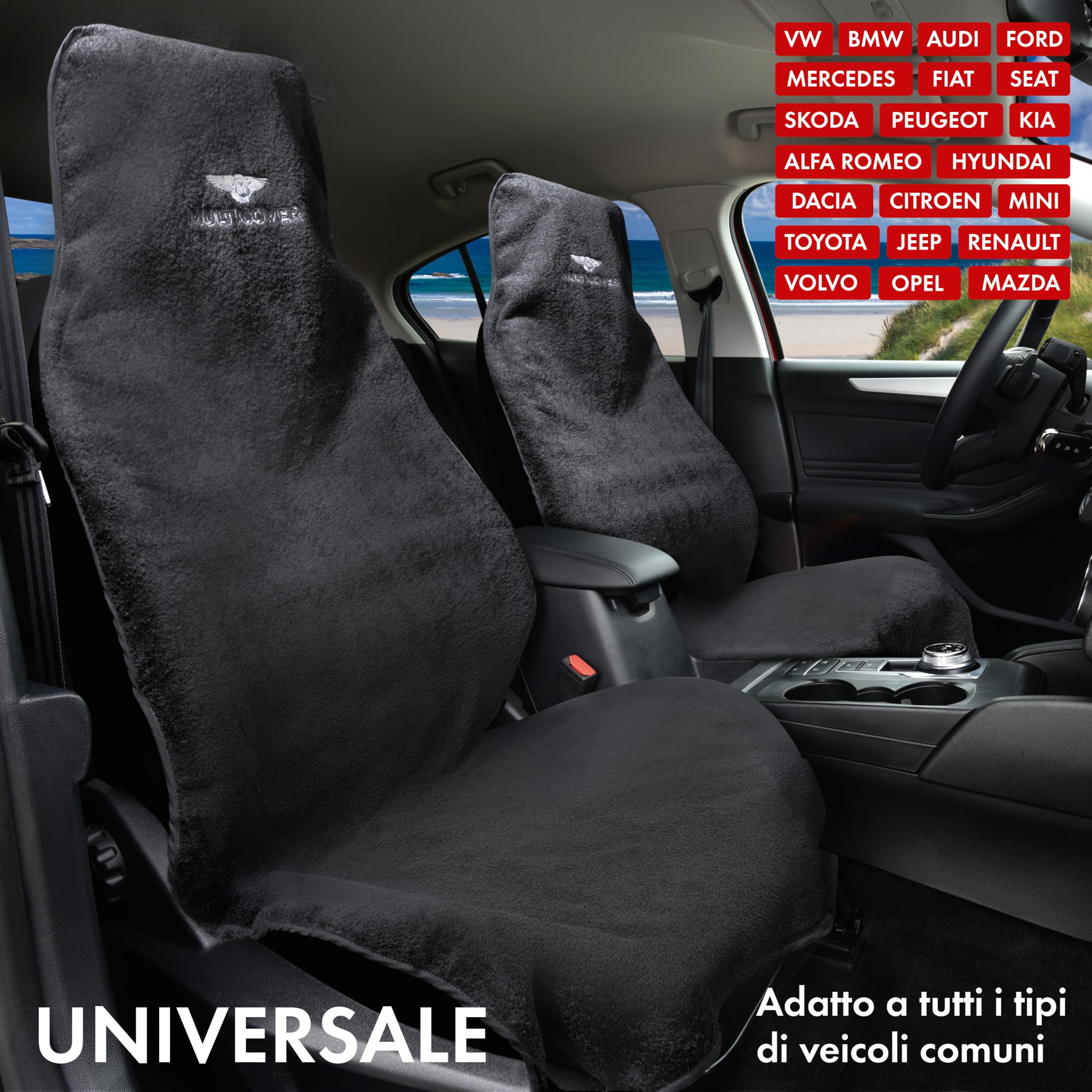 Walser coprisedile Multicover, coprisedile auto universale, coprisedile auto lavabile nero