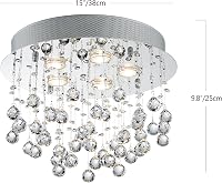 BESTIER Modern Kristály Esőcsepp Csillár - Mennyezeti LED Lámpa 6 G9 Izzóval, Króm, 38 cm, Szabályozható Fényerő, Étkezőbe, Fürdőbe 7