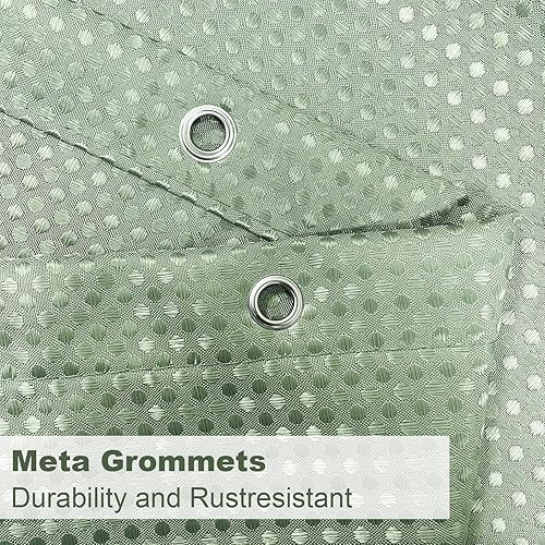 Vista 66 de Cortina de ducha de tortugas marinas, temática náutica de playa, verde y verde azulado, sin ganchos, punto gofre y forro desmontable, decoración