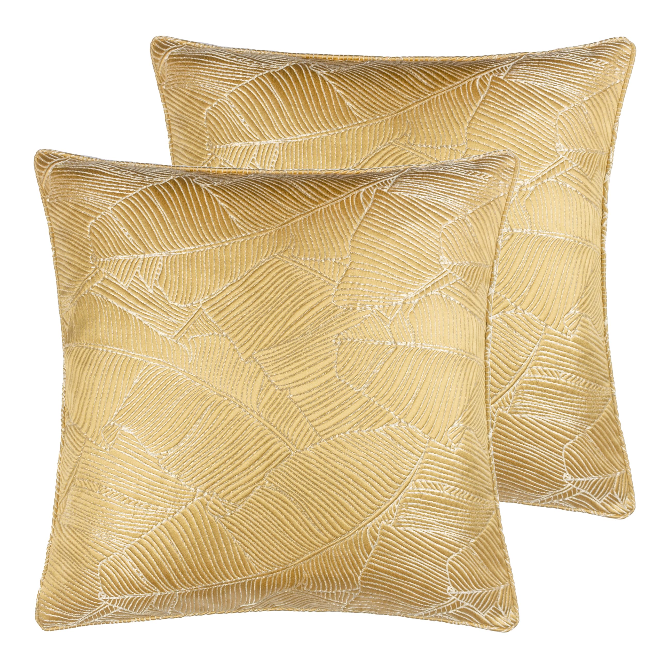furn. Wylder Seymour Feather Filled Cushions Twin Pack, Gold, 50 x 50cm
