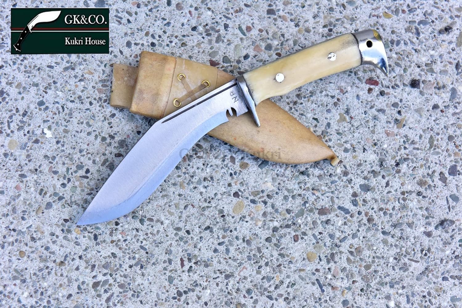 GK&CO. Kukri House Authentic Kukri/Khukuri 5 Inch Blade American Eagle Kukri-Full Tang Bone Handle, Leather Sheath Khukuri- Handmade in Nepal Imported