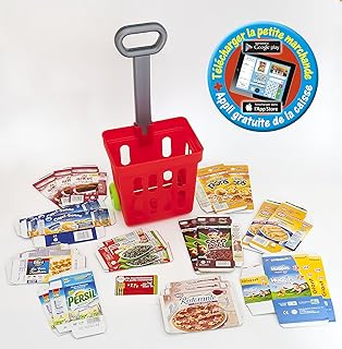 Polly Shopper Panier de Courses à roulettes pour Enfant Garni de 22 Miniatures