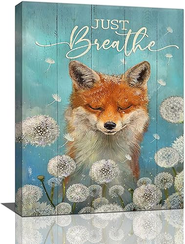 Arte de pared de diente de león, lindo zorro naranja, decoración de pared, pintura de diente de león, impresiones en lienzo modernas para el hogar,