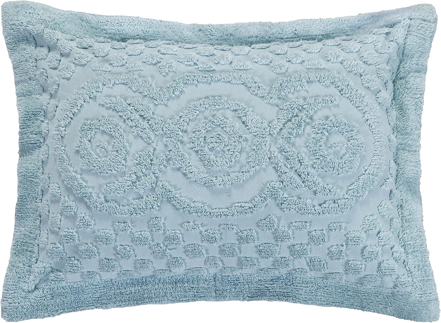 Better Trends Chenille Bedspreads Queen Size, Blue 100% Cotton Chenille Medallion Design Tufted Bedding Coverlet Soft Lightweight, 102"x110" with 2 Sham 3 Pieces Set Heirloom Collection