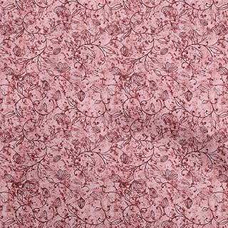 oneOone Rayon Maroon Fabric Asian Batik Leaf Motif Dress Material Fabric Print Fabric by The Yard 56 Inch Wide