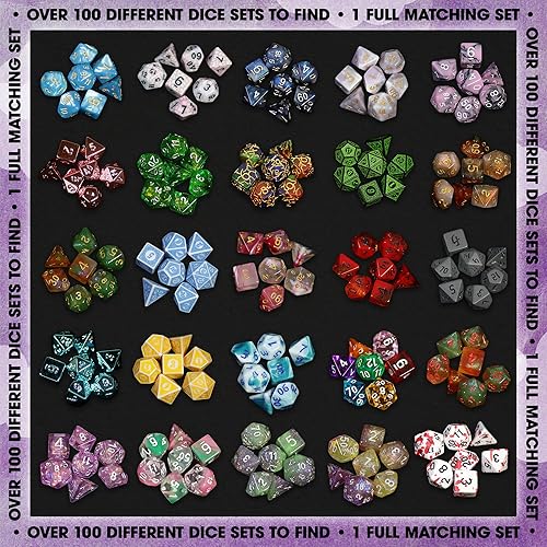 Miniatura 2 de 1985 Games Premium Mystery Dice Juego de 7 dados poliédricos, amplia gama de patrones, dados de juego, adecuados para juegos de rol y juegos de mesa