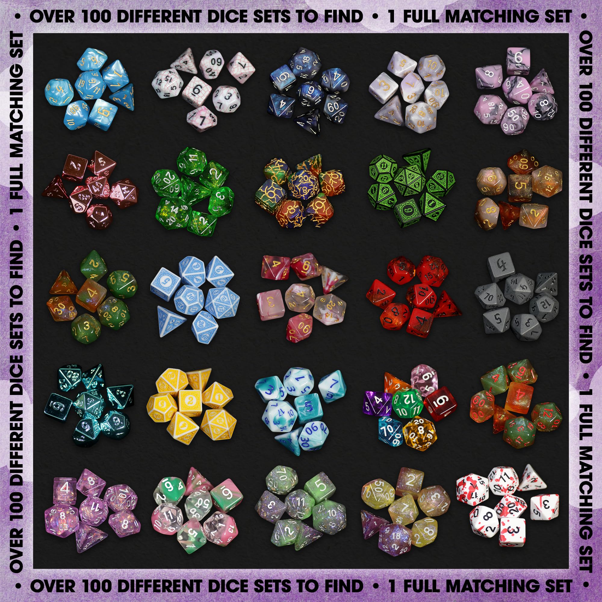 1985 Games Mystery Dice - Set Da 6 Confezioni Di Dadi Poliedrici (7 Dadi Cadauna) - Misti E Colorati Per Giochi Di Ruolo E Da Tavolo