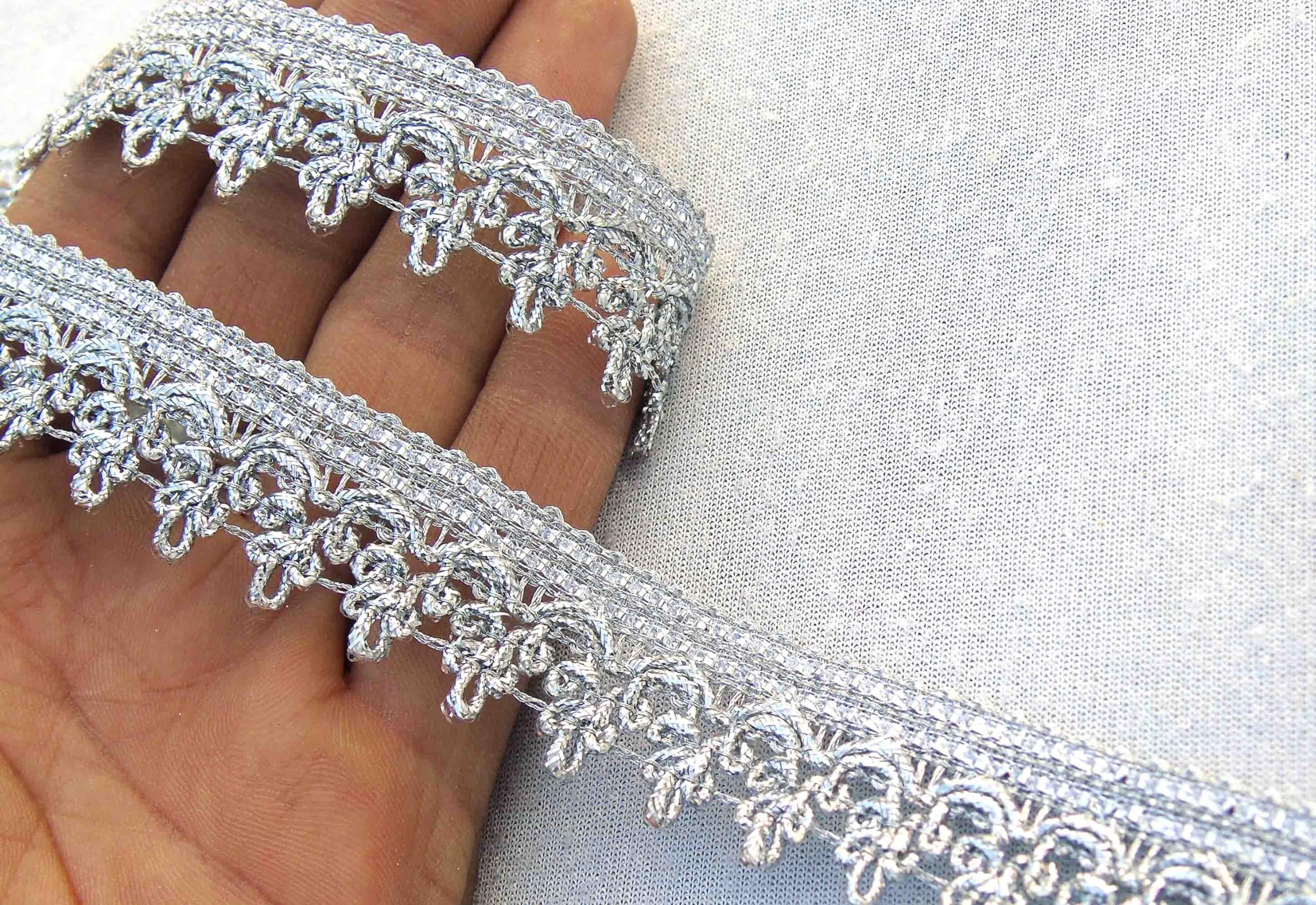 Strala Laces for Dresses, Sarees, Lehenga, Suits, Bags, Decorations, Borders, Crafts and Home Décor,Blouse (9mtr) (Silver) (B0CXN7LH8X) Amazon Price History, Amazon Price Tracker