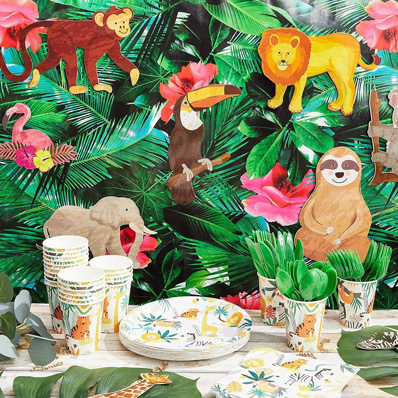 BLUE PANDA Jungle Safari Animal Paper Cutouts (12-Count) for Party or Home Decor - Jungle Animal Paper Craft