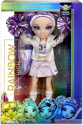 Miniatura 3 de Rainbow High Cheer Violet Willow - Muñeca de moda de animadora morada con pompones y accesorios para muñecas, gran regalo para niños de 6 a 12 años