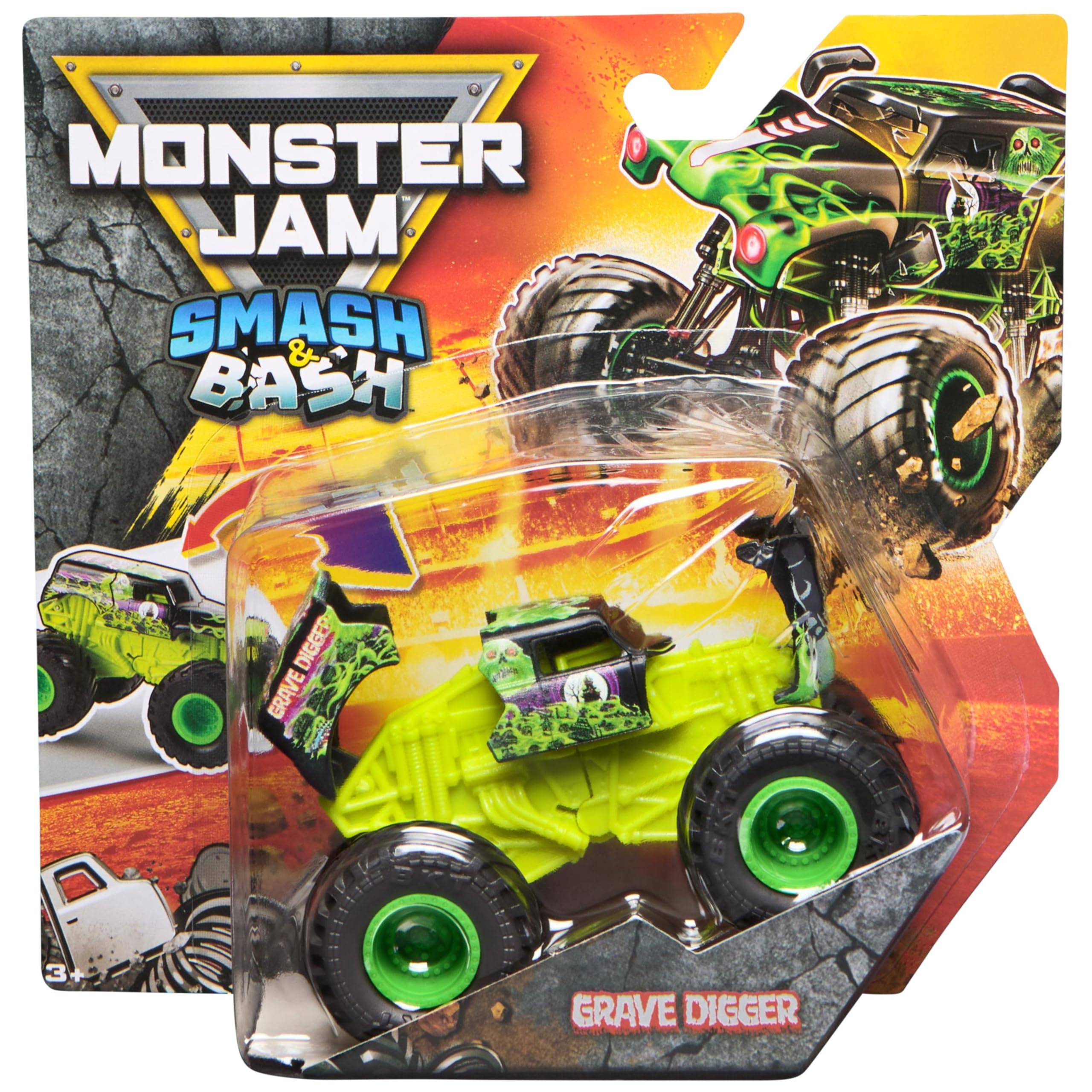 MONSTER JAM Smash & Bash Megalodon, Veicolo Monster Truck Die-Cast Rompi e Ripara, in Scala 1:64, Giocattoli per Bambini e Bambine, 3+ Anni