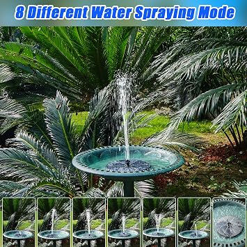 Solar Bird Bath Fountains Upgraded, 4W Solar Powered Water Fountain Pump with 4000 Battery, 7 Nozzles & 4 Fixers, Colorful LED Lights for Garden, Swimming Pool, Pond, Fish Tank and Outdoor
