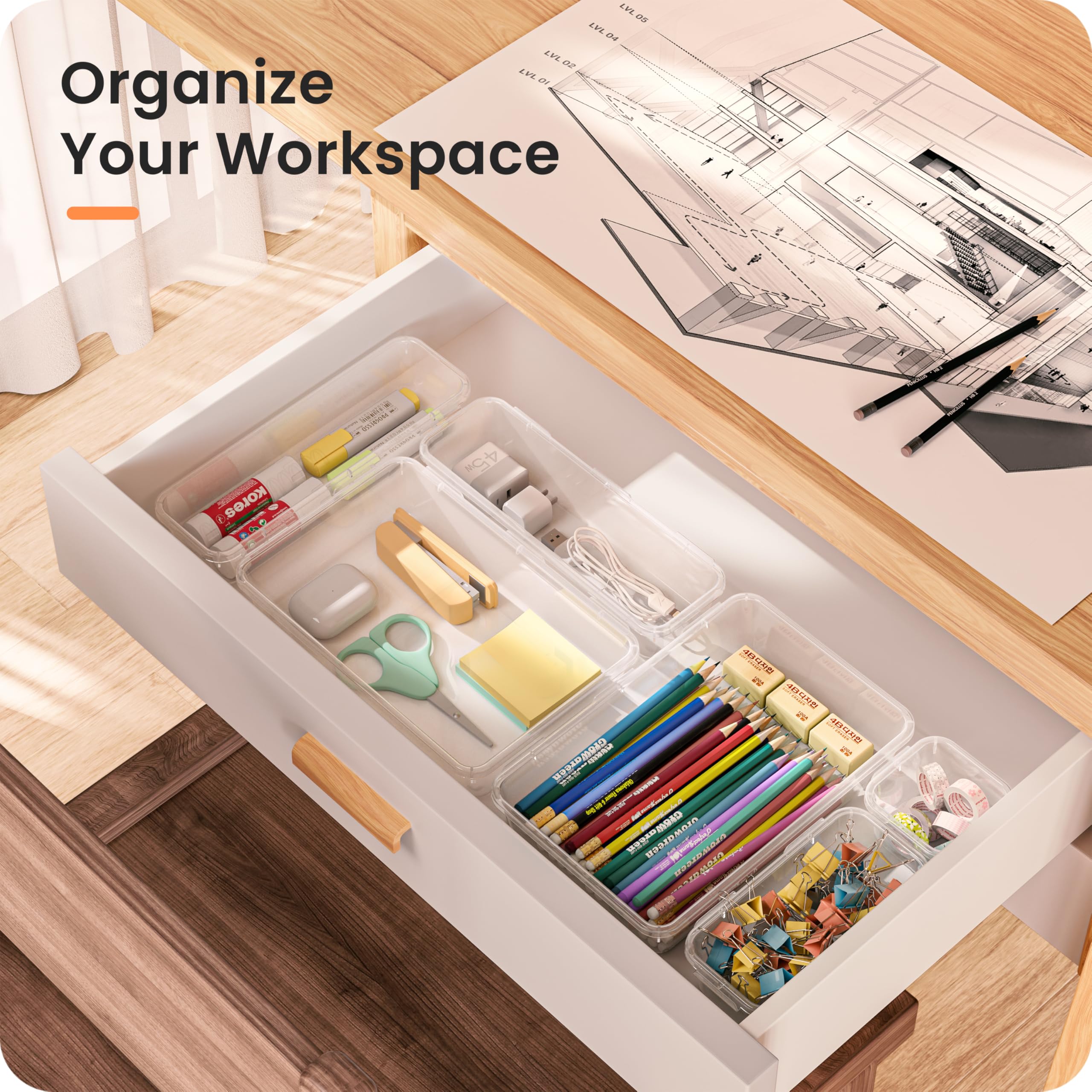 A-LuGei 15 organizer per il trucco, organizzatore per il bagno e lo stoccaggio, in plastica, per l'ufficio Vanity