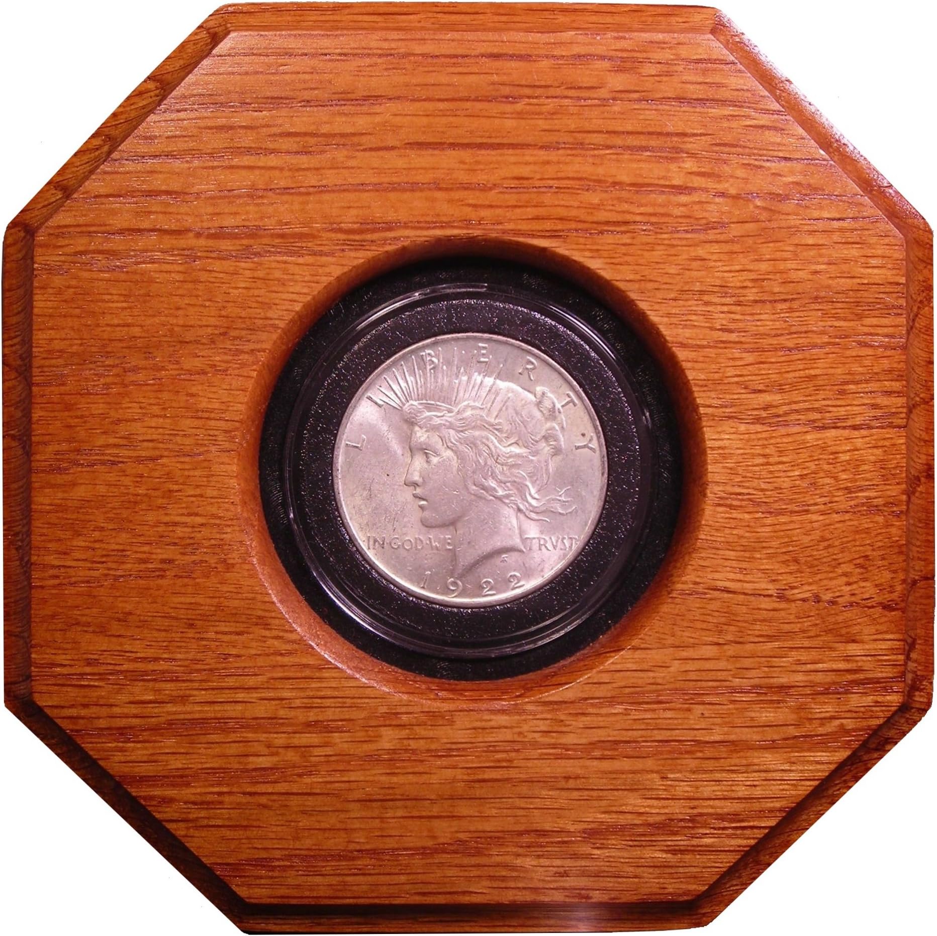 Oak Framed Peace Silver Dollar