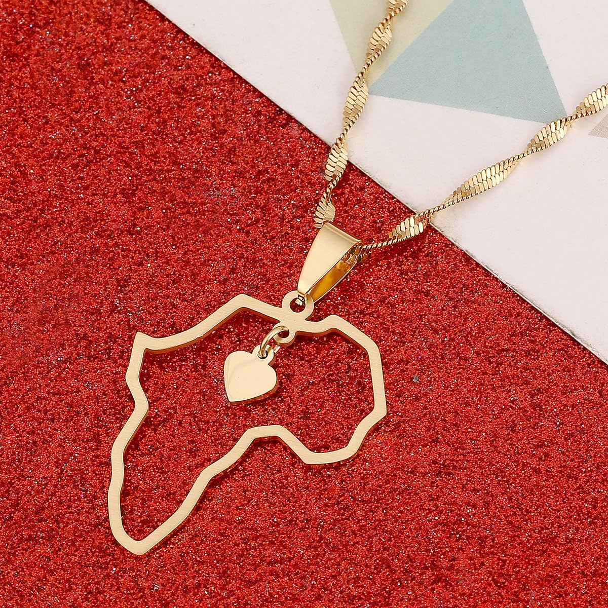 Africa Map Pendant Necklaces Heart African of Maps Jewelry Charms Heart Map - Image 4