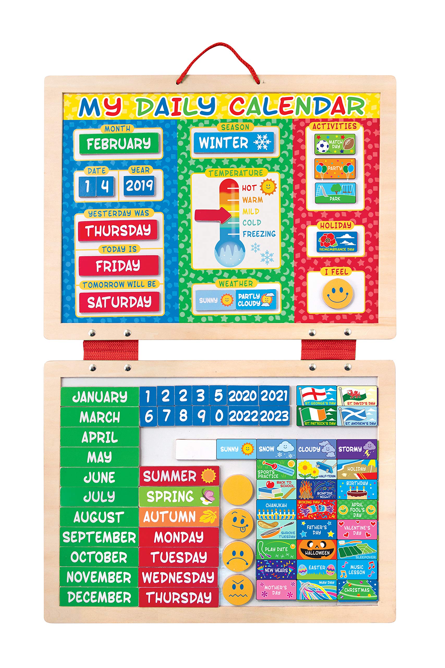 Melissa & Doug - Il Mio Primo Calendario | Tavola Bianca Cancellabile e Magnetica | 83 Pezzi |Gioco Educativo | Sviluppo Attivita' Cognitive | 4+ | Regalo Bambini Bambine