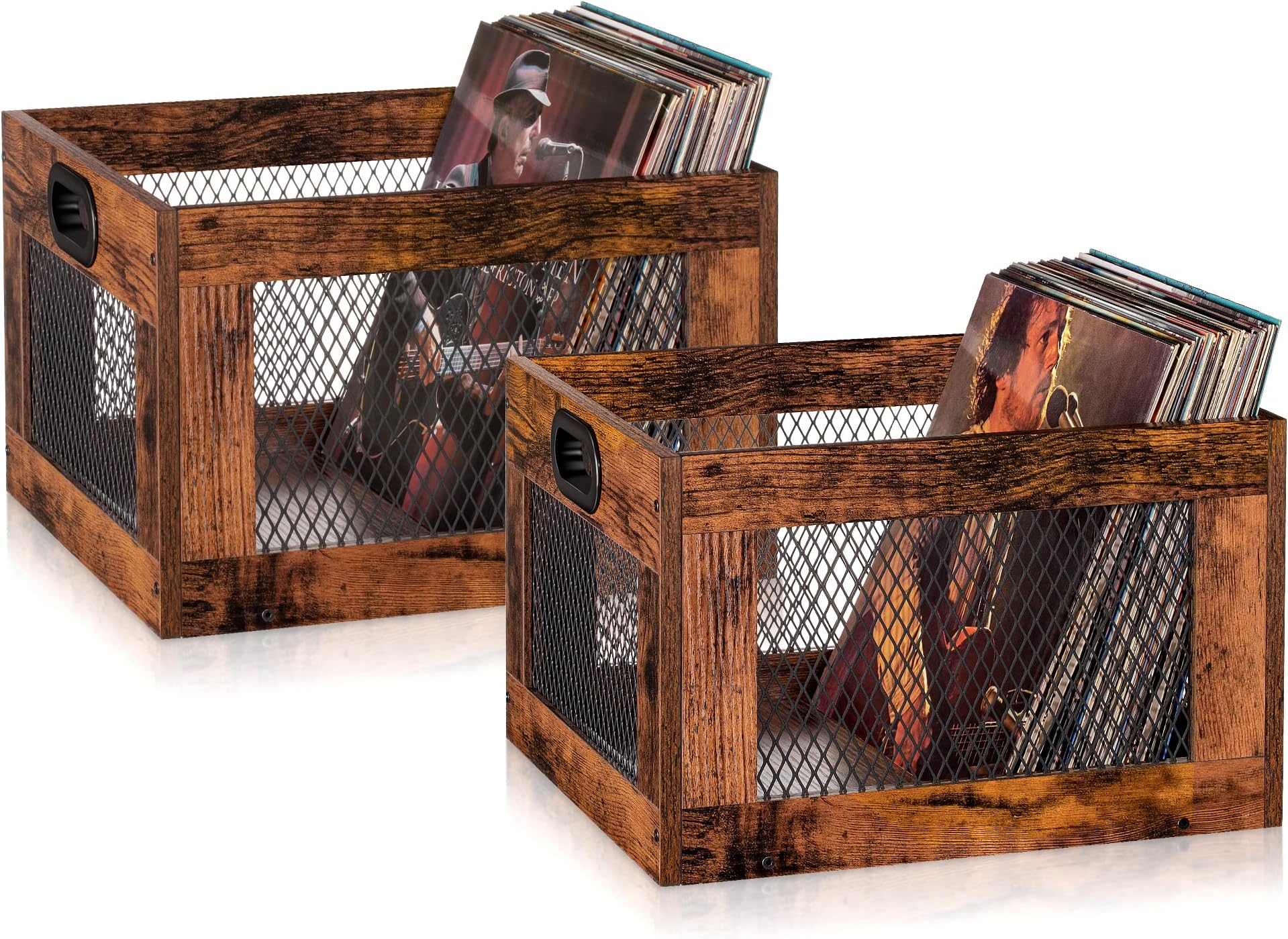 otovioia Vinyl Record Storage Crate, Wooden Record Crate