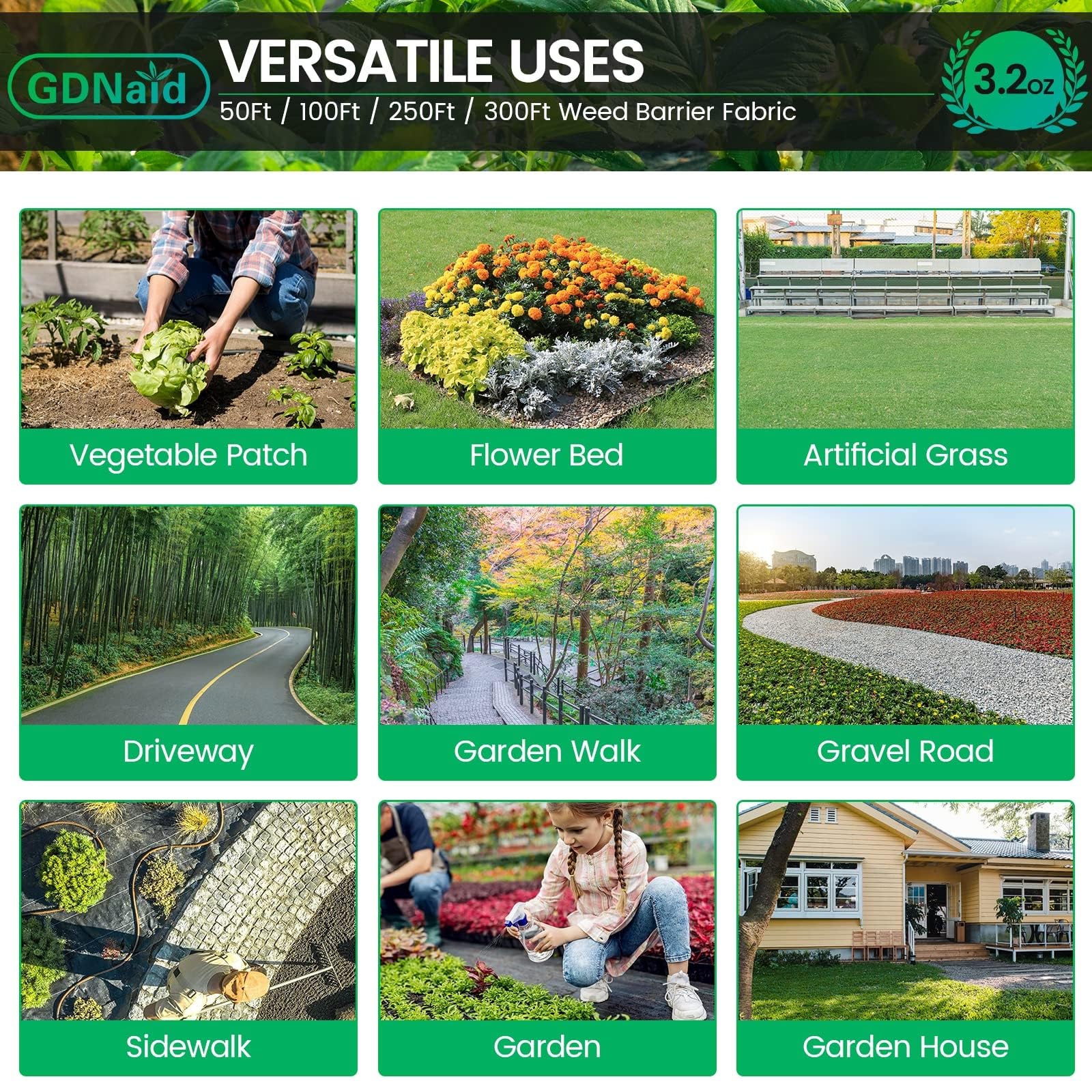 Telo protettivo in geotessile intrecciato, resistente, 60 g, per giardinaggio, telo per il controllo delle erbacce, 0,7 x 30 m, soluzione resistente